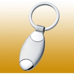 Schlüsselanhänger oval, aus Metall, glänzend-matt