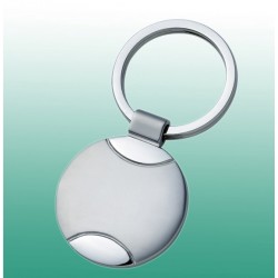 Schlüsselanhänger rund, aus Metall, matt, mit polierten Einsätzen und Ring