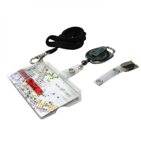 Scheckkartenhalter mit rotem Schieber- Ausweisjojo-Clip-Umhängeband